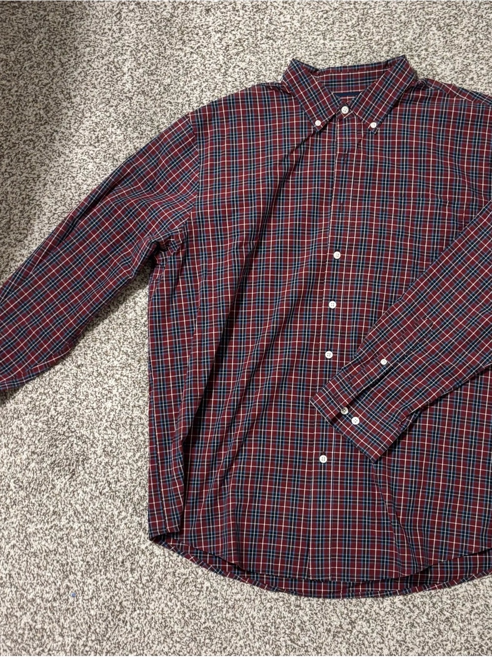 croft & barrow Red and Blue Plaid Button-Down Shirt